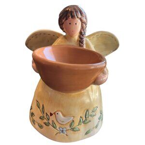 RUSS BERRIE Handpainted Angel Scented Wax Warmer or Candle Holder Vintage Dove